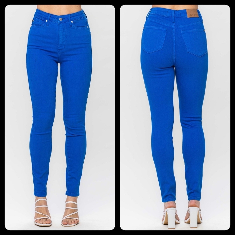Judy Blue High Rise Skinny Leg Cobalt Blue Denim Spring Pants Like New